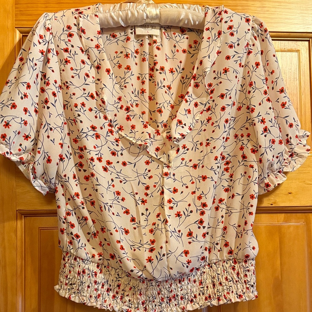 Sienna Sky Red and Cream Floral Blouse